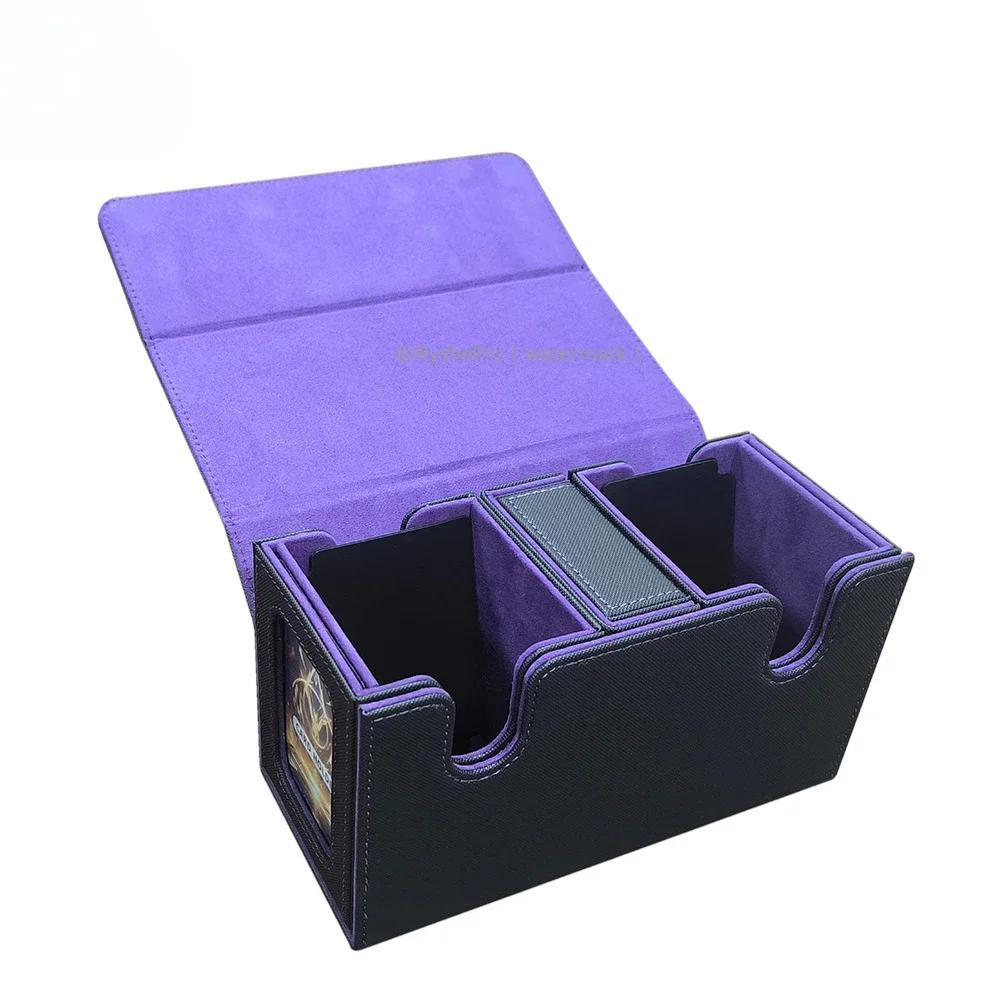 Прочная коробка для хранения карт с лотком для кубиков. Дизайн 200+ карт с двойными рукавами для колоды MTG Commander с боковым лотком для карт.