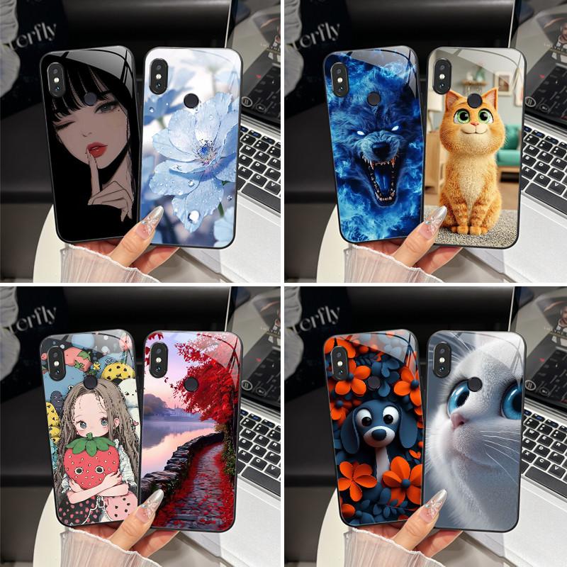 For Redmi Note 5/Note 6 Phone Case Trendy Design Tempered Glass Bumper For Xiaomi Redmi Note 5 6 Pro Full Protection Back Covers