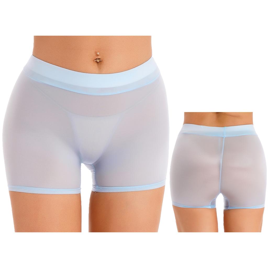 Женские полупрозрачные шорты, глянцевые эластичные шорты с низкой посадкой, нижнее белье, ночное белье