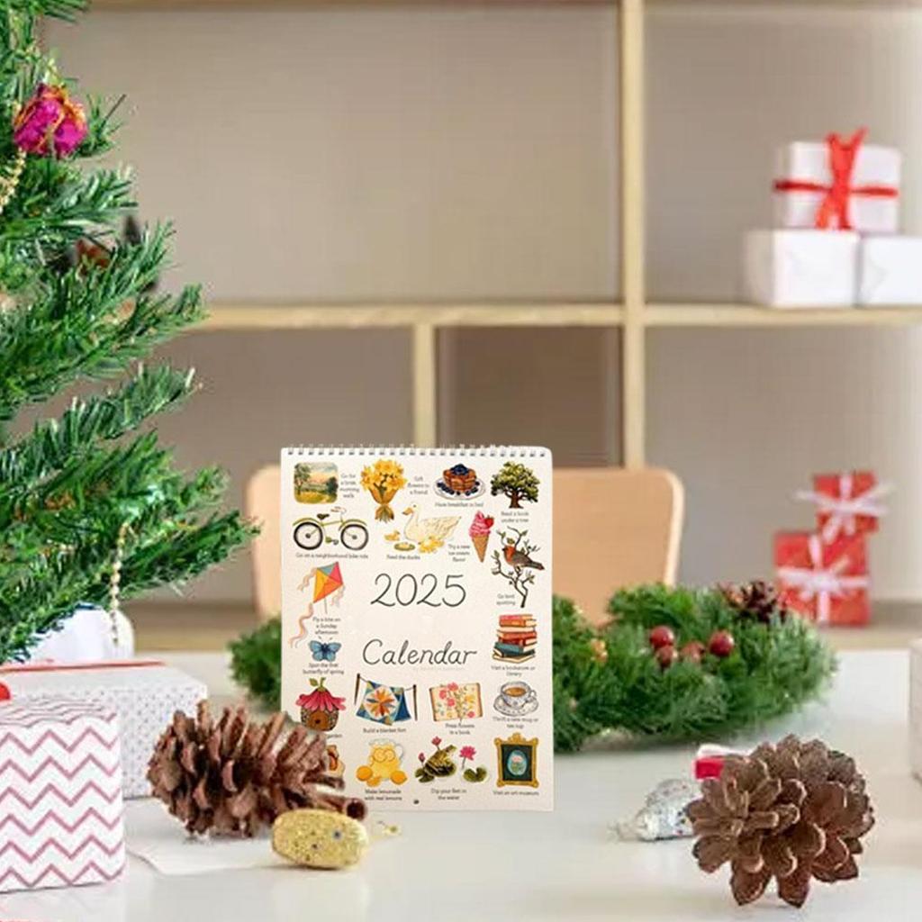 Календарь-планировщик дел на 2025 год, настенный календарь на 2025 год, подвесной настенный календарь с двойной спиралью, ежемесячный календарь без подкладки, ежедневный блок