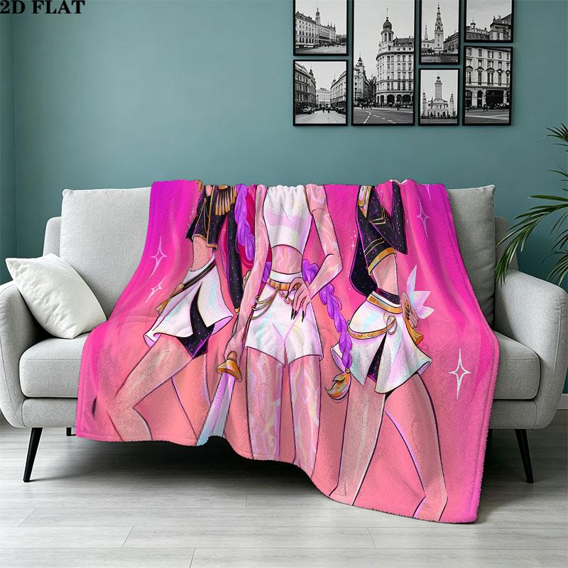 1PC Kpop Demon Hunters Patterned Flannel Blanket Suitable For All Seasons For Home Decor Warmth And Comfort Gifts Holiday Present