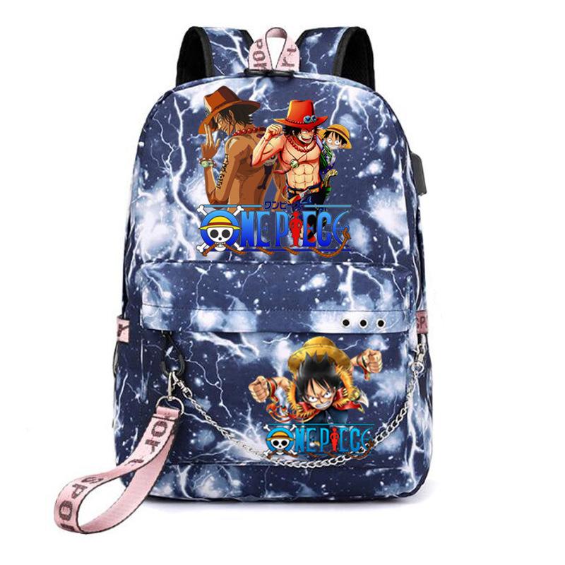 Школьная сумка-рюкзак USB с принтом One Piece для учеников начальной и средней школы, для мужчин и женщин, с лямками