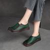 Осенние ретро-лоферы из кожи с резиновой подошвой, женские туфли на плоской подошве с квадратным носком и мягкой подошвой, однотонные туфли без застежек