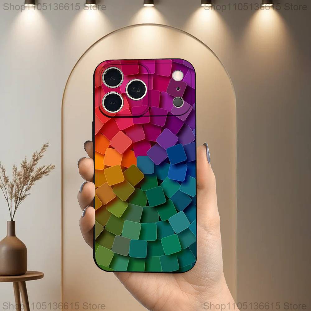 3D Художественный Блок Крутой Чехол Для Телефона Для iPhone 17,16,15,14,13,12,11 Plus,Pro Max,XS,X,XR,SE,Mini,8,7,Мягкий Силиконовый Черный Чехол