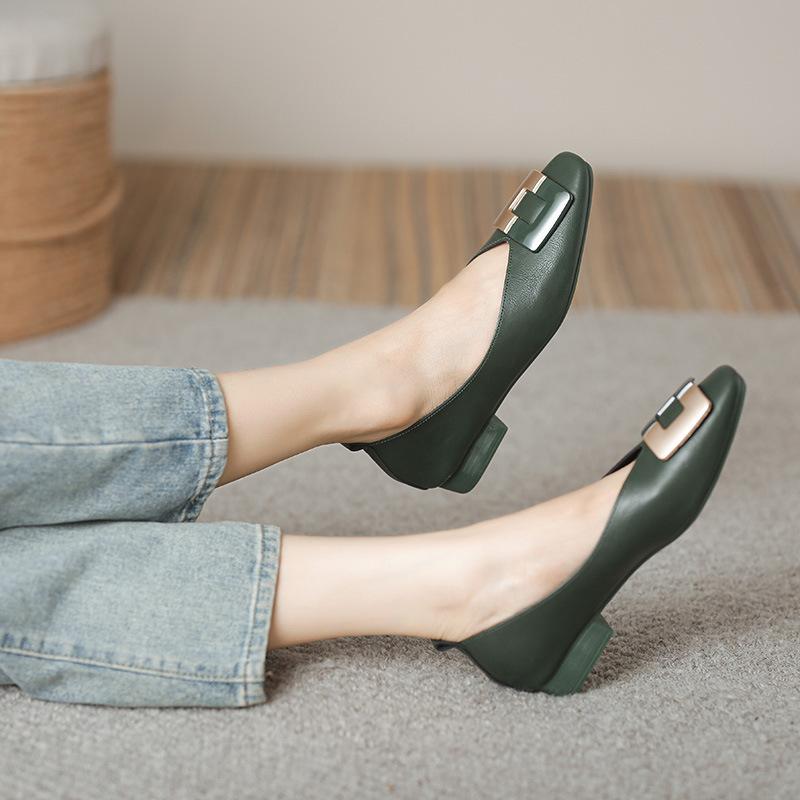 Новый стиль Французский Низкий Каблук Квадратный Носок Туфли-лодочки Женские Мягкая Подошва Балетки обувь для женщин zapatos de mujer