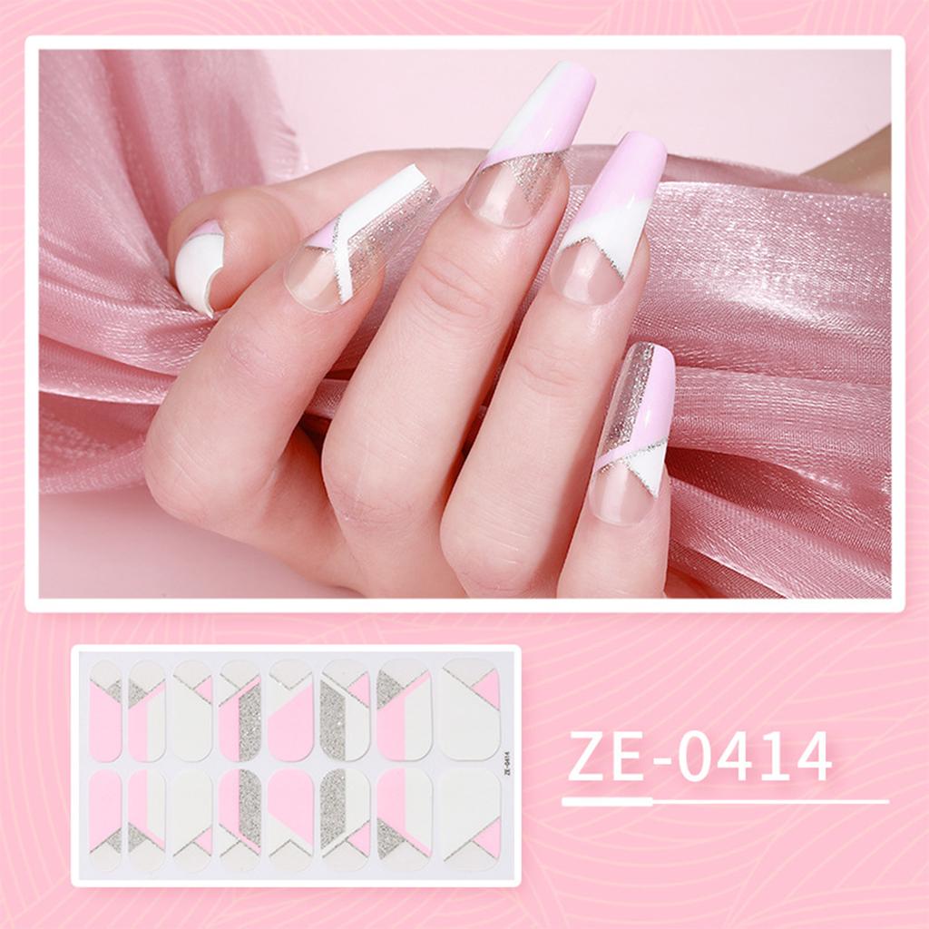 1 Sheet Full Wraps Nail Decals Nail Polish Strips Stickers DIY Glitter Nail Adhesive Nail Art Sticker for Women Girls