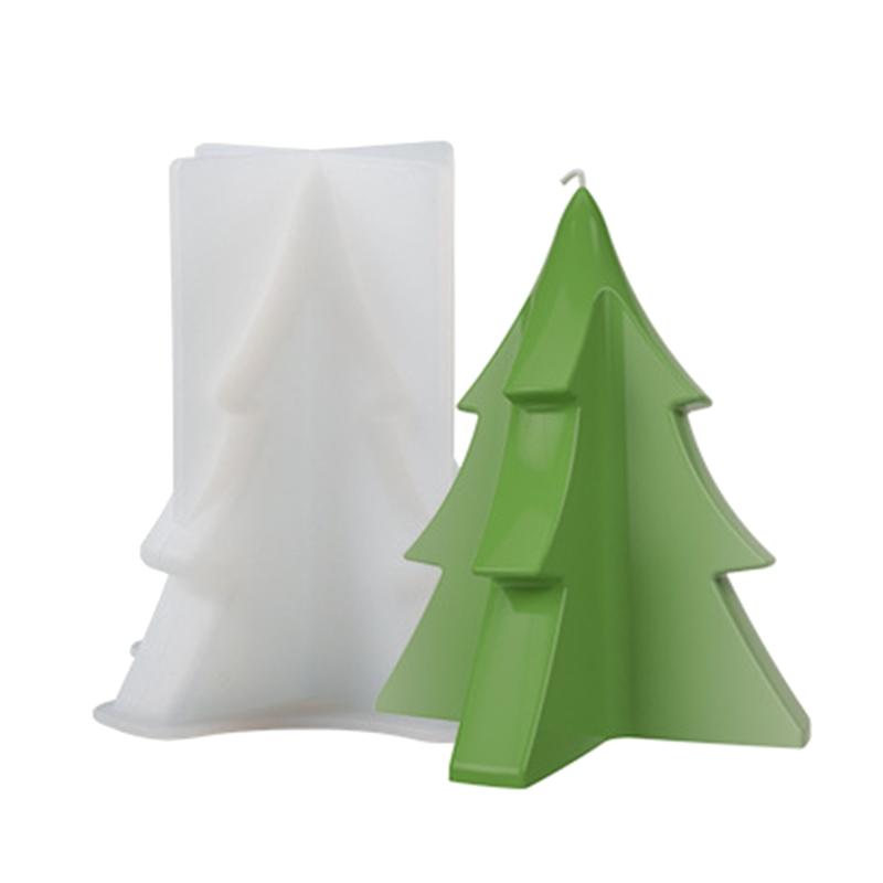 3D Christmas Tree Silicone Mold Flexible Candle Mould Xmas Pine Tree Molds DIY Cake Decor Home Party Holiday Cake Decor