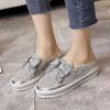 Fashion Baotou Slippers Women's New Autumn Round Head Sequin Deep Mouth Thick Sole Slip-on Lazy Shoes