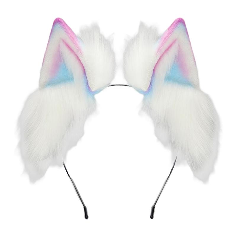 Realistic Cats Ear Hairband With Plush Hairband Gradients Color Design For Women Girls Cosplays Event Themed Parties