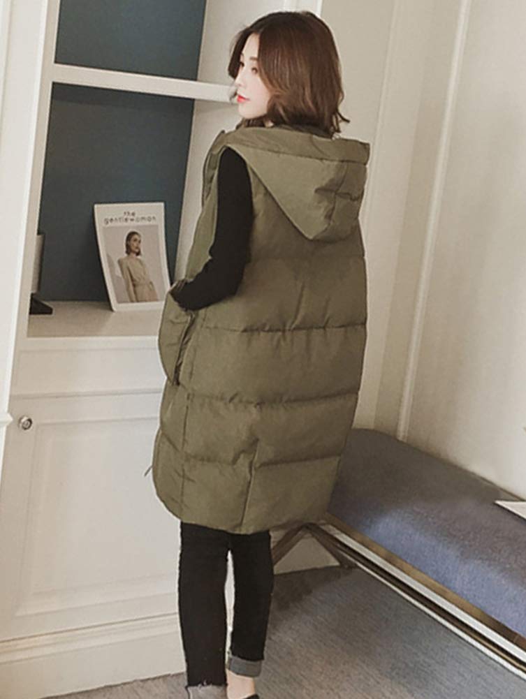 TASOGARA Пуховый Идеальный для Осени и Зимы Женский Жилет, Длинный, Утепленный, Легкий, С Капюшоном, (JP, Алфавит, M, Зеленый)