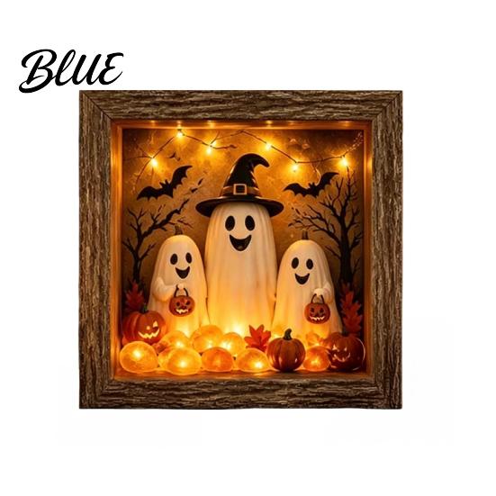Готический Shadow Box Ночник DIY Подсвечиваемый Хэллоуин Призрак Набор Деревянная Рамка Светодиодный Теплый Свет 3D Картина Набор для Творчества Память с Хрустальным Стеклянным Панелью,