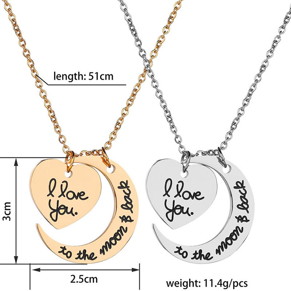 Creative Moon and Sun Shape with Letter Pendant Necklace Fashion Elegant Couple Necklace