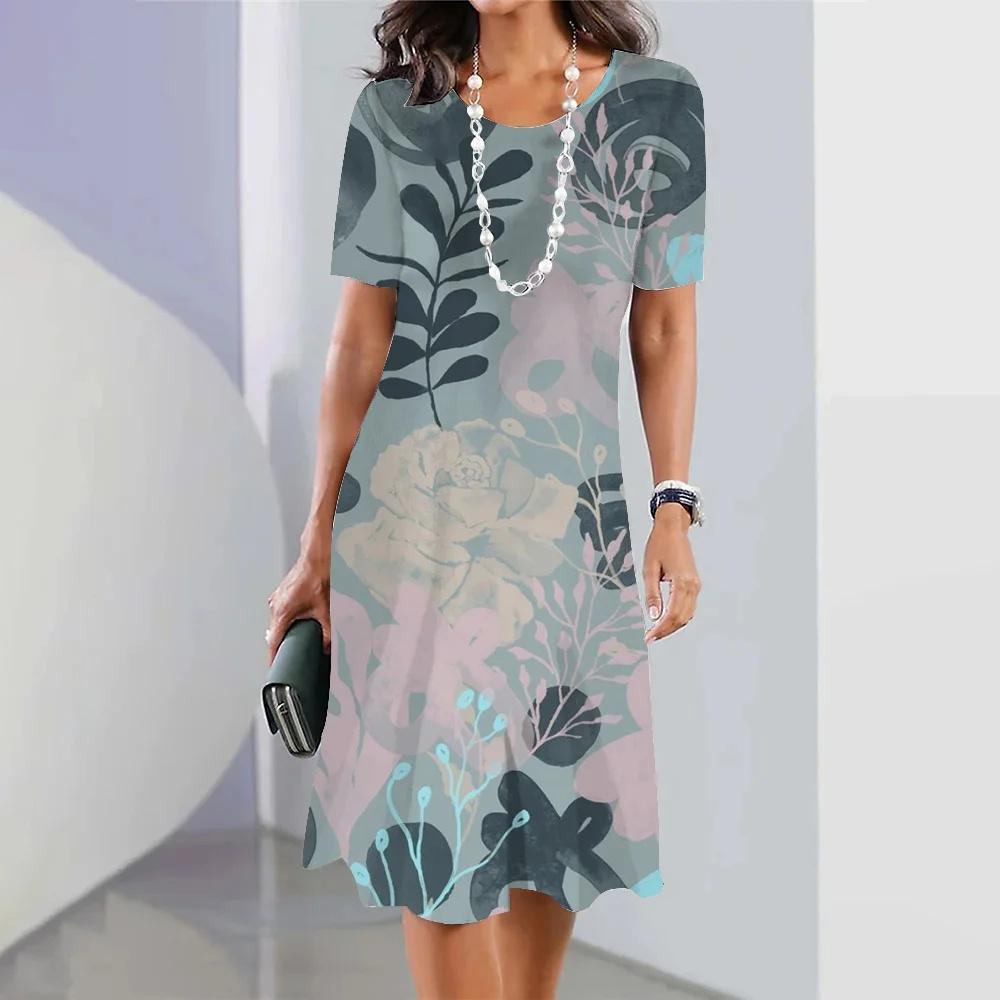 Hawaii Coconut Tree Print Women's Dresses Vacation Long Dresses Female Clothing Summer One-piece Dress