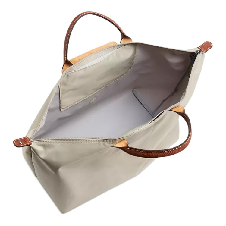 Longchamp Сумка-тоут Le Pliage Original Large с золотой кнопкой и темно-серебристым язычком-молнией Женские сумки-тоут Pebble 1624089349