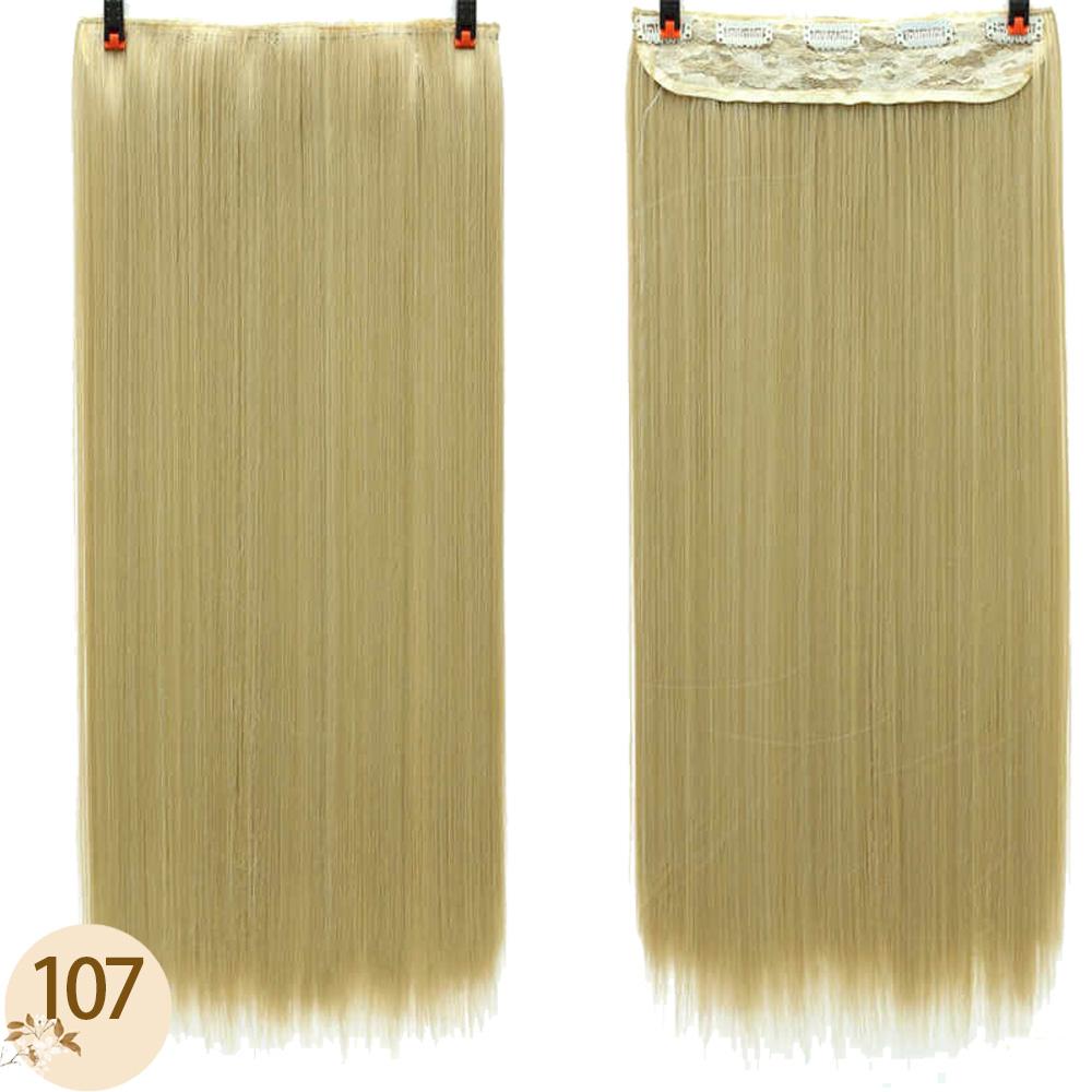 Длинные прямые накладные волосы на клипсе, 24 дюйма, синтетические искусственные волосы для женщин