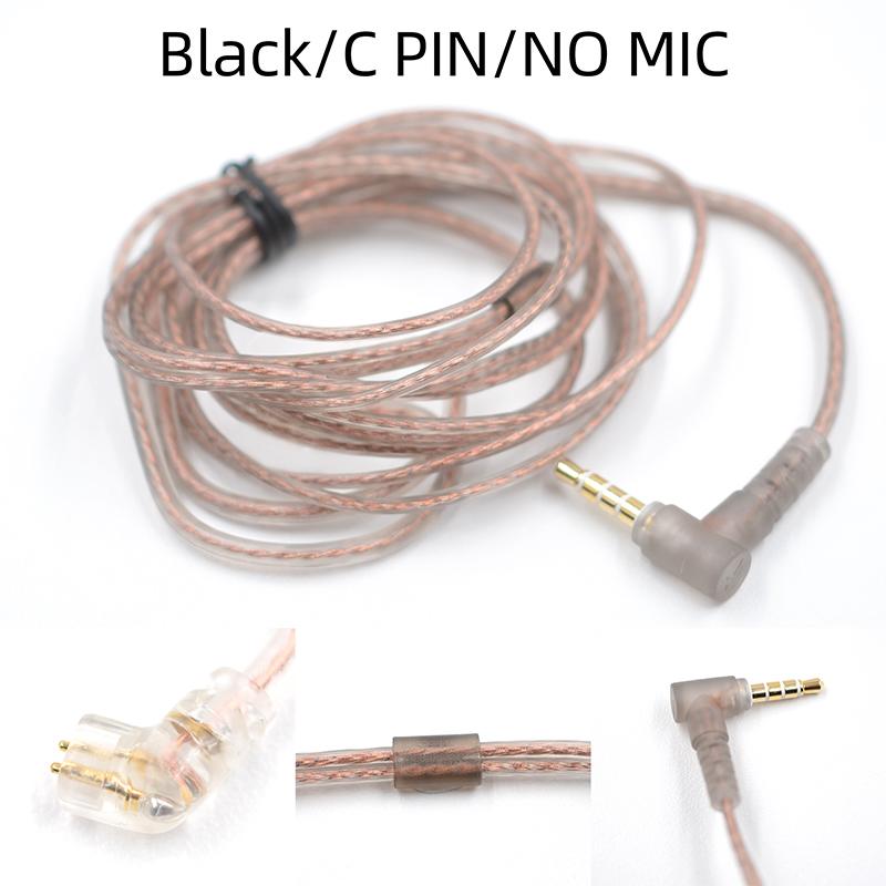 B/C Pin 2Pin Cable Upgrade Oxygen-Free Copper High-Purity With Mic Earphones Cable For KZ 2Pin 3.5mm Headphone Cord In Ear Cable