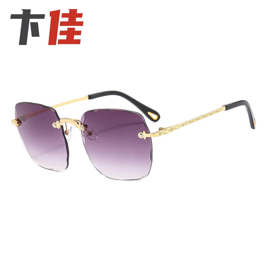 Солнцезащитные очки без оправы с квадратной оправой, женские очки, простые солнцезащитные очки с круглым лицом, постепенное изменение формы