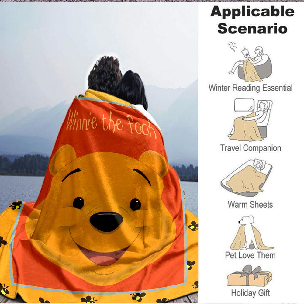 1Pc Winnie Pooh Frame Blanket Soft And Comfortable Casual Warm Camping Travel Christmas Halloween Xmas Gift M924582