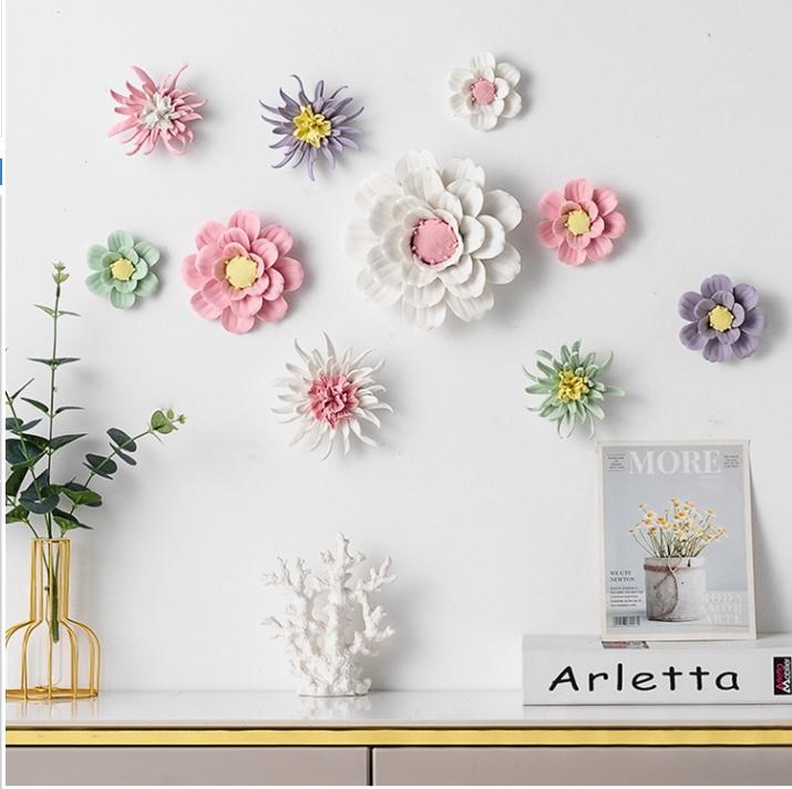 Креативная керамическая настенная фреска с цветами, украшение для дома, диван, ТВ-фон, настенные подвесные поделки, магазин, отель, декор для стены на веранде, наклейка