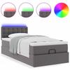 Ottoman Bed with Mattress & LEDs Gray 90x200 cm Faux Leather