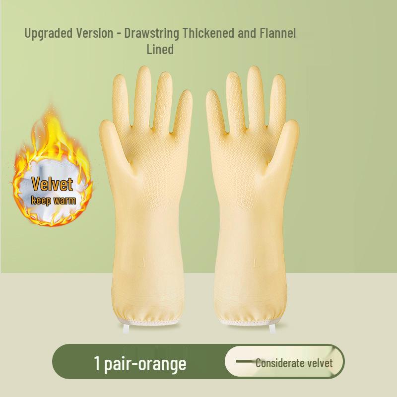 Winter Warm Waterproof Velvet-Lined Rubber Dishwashing and Cleaning Gloves