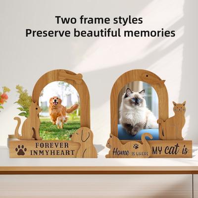 Памятная фоторамка для собаки и кошки, винтажная деревянная настольная фоторамка, подарки соболезнования по случаю потери любимого питомца