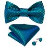 Wedding Bowtie Set for Men Adjustable Self Tied Bowtie Paisley Silk Bowtie Hanky Cufflink Set Dibangu