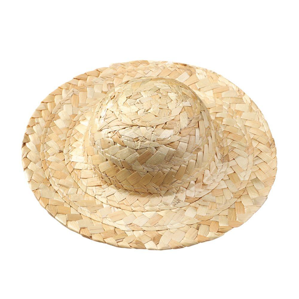 Yellow Multiple Sizes Crafts Woven Straw Hat Doll Accessories Doll Caps DIY Decoration