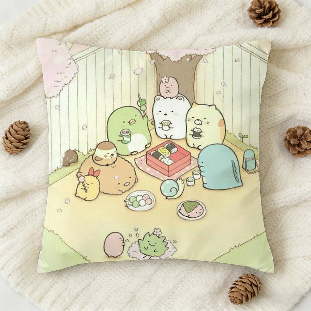 S-Sumikko Gurashi C-Colorfu Double-Sided Printed Square Decorative Cushion Cover For Sofa Living Room Home Decor