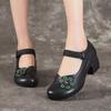 Mom Shoes Spring New Women's Shoes Thick Heel Single Shoes Women's First Layer Cowhide Soft Sole Small Leather Shoes