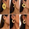 Accessories, Exaggerated French Disc Metal Earrings, Simple and Irregular Texture Stud Earrings Are Niche
