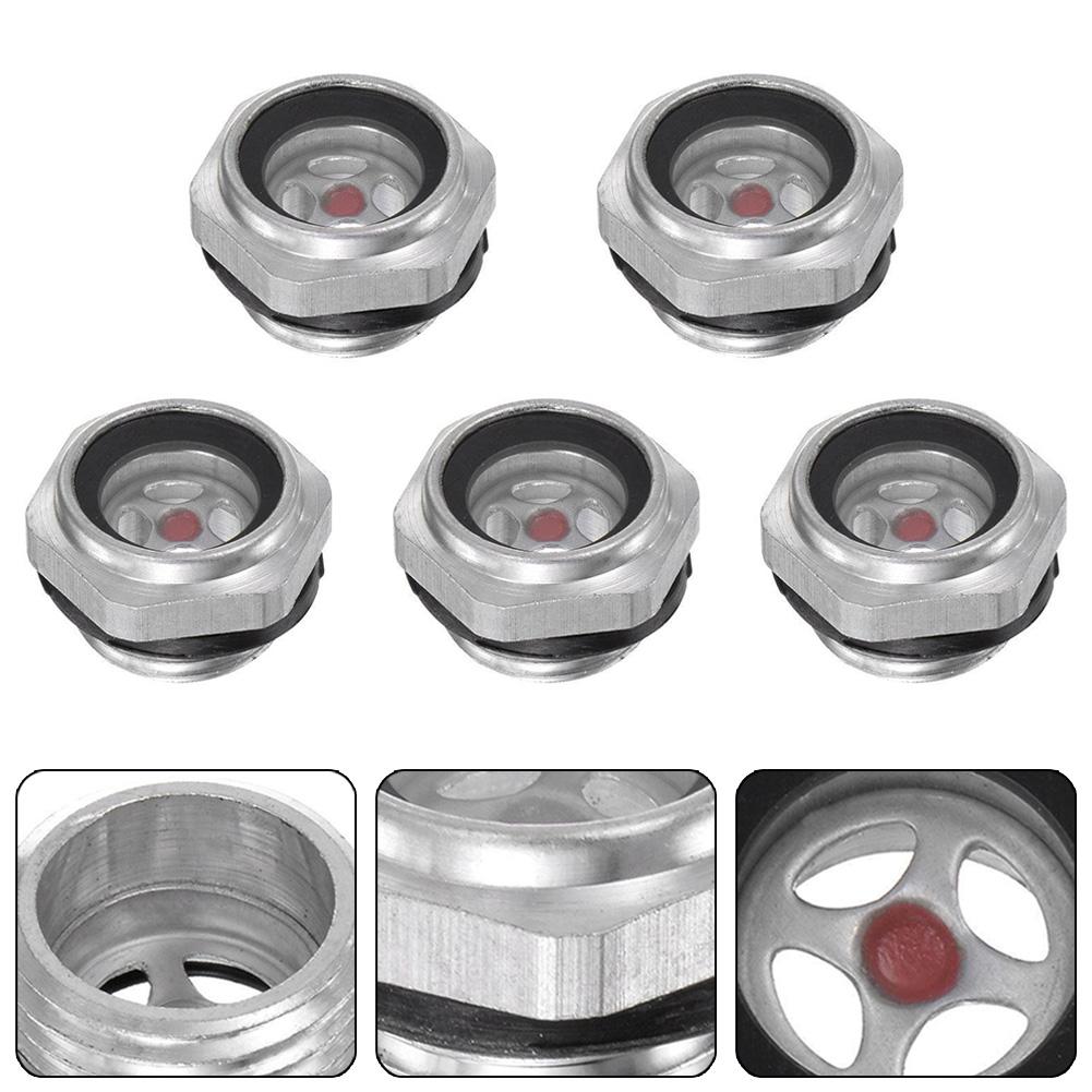 High quality Aluminum Air Compressor Oil Level Gauge Sight Glass 12 Male Thread for Easy Installation (Pack of 5)