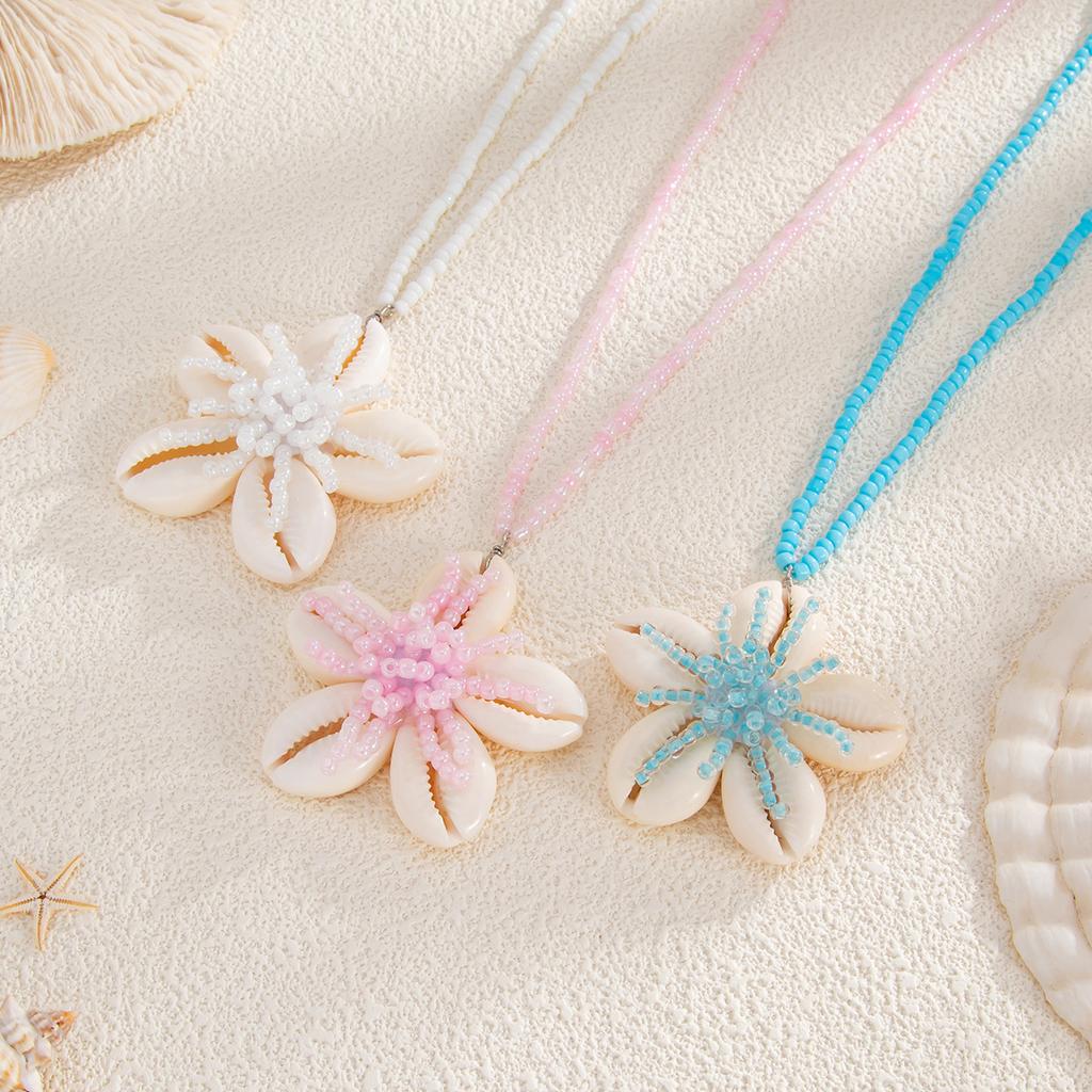 Пляжный Океанский Курорт Ветровка Подвеска в виде Цветка Богемное Ожерелье из Рисовых Бусин Женское