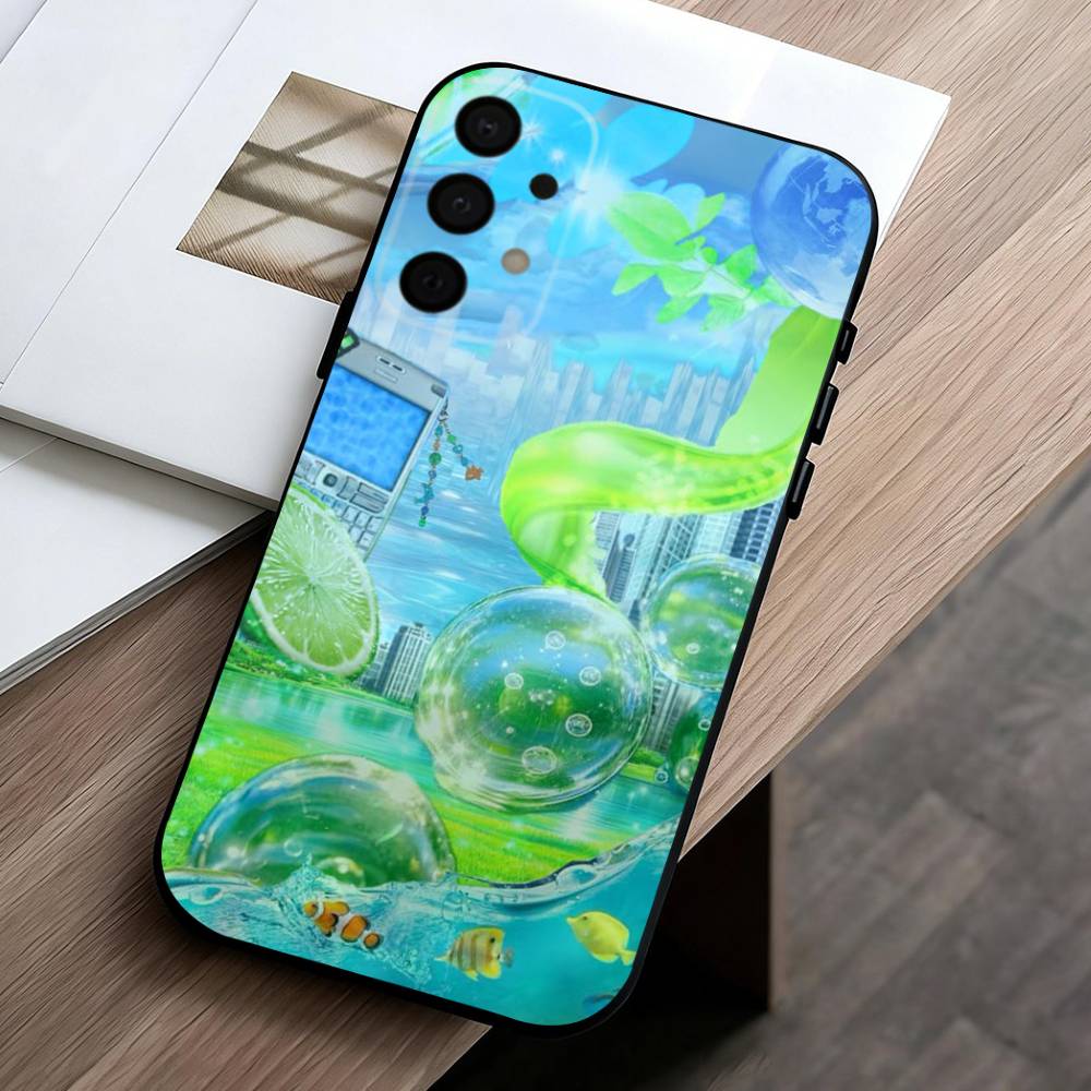 F-Frutiger Aero Aqua N-Nostalgia Чехол для телефона для Samsung Galaxy A73,A72,A71,A70,A53,A52,A51,Другие Мягкий Черный Корпус