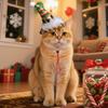 Cat Christmas Hat Pet Glittery Golden Xmas Hat Puppy Hat with Feathers