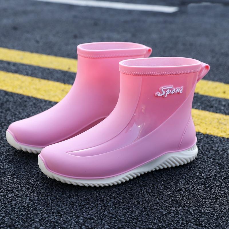 Модные резиновые сапоги для женщин, летние низкие короткие резиновые сапоги, бахилы для мойки автомобиля, резиновая обувь, весенние и осенние водонепроницаемые туфли Tide