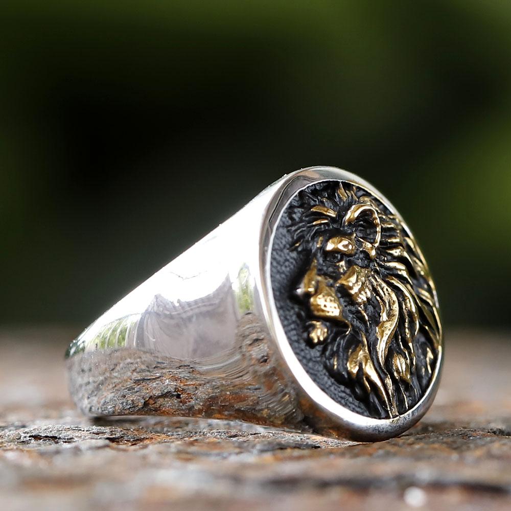 2026 Vintage New Fashion 316L Stainless Steel 3D Lion Head Ring High Polished Men's Animal Jewelry Wholesale