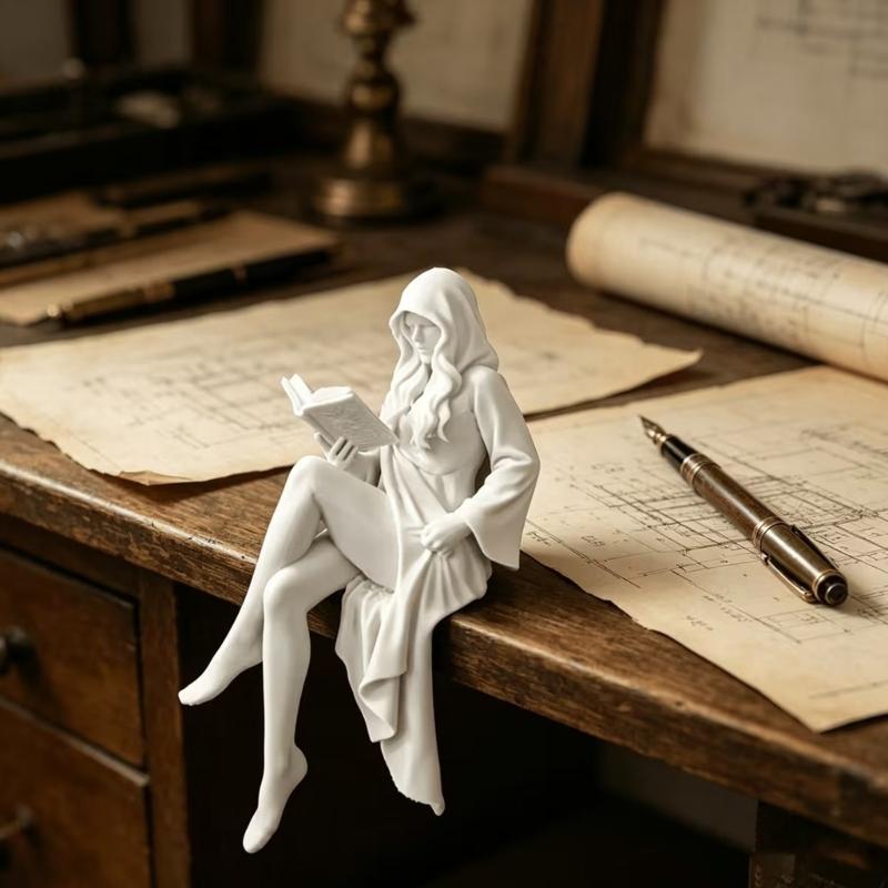 Статуэтки Девочка с книгой, Тема с капюшоном, 3D-печать, Фигурка для настольного дисплея, Книжной полки, Прикроватной тумбочки, Маленькое украшение для дома