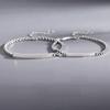 2Pcs Valentine's Day Gifts Simple Couple Bangle Adjustable Hand Bracelet Jewelry For Women Men