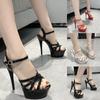 Plus Size Women's Summer Shoes Sexy High Heels Peep Teo Waterproof Platform Sandal 15cm