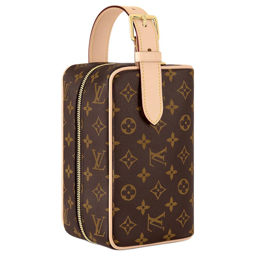 Louis Vuitton Косметичка Monogram Canvas с кожаной отделкой Женская косметичка Коричневый M83112