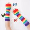 Printing Hand Sleeve Female Arm Warmers Striped Arm Warmers Knitting  Gloves Rainbow Sleeve Cuff