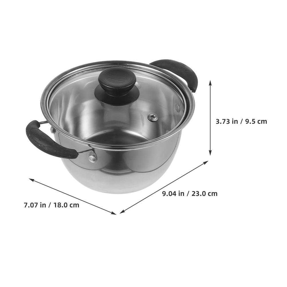 Кастрюля из нержавеющей стали с двойной ручкой, кастрюля для супа, сковородки, кухонные принадлежности, кастрюля, маленькая кастрюля для молока, серебристый цвет, нержавеющая сталь