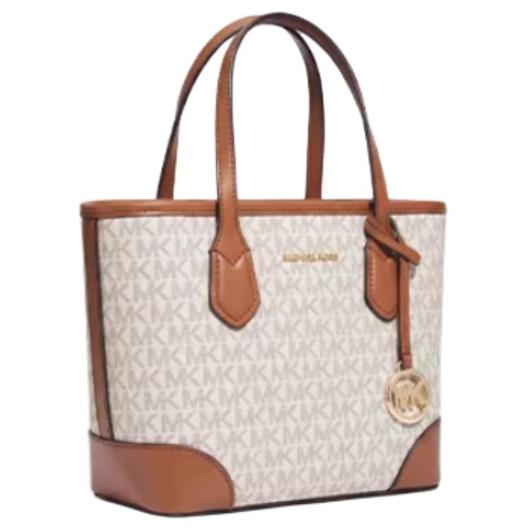 Michael Kors Eva Classic Монограмма Регулируемый плечевой ремень ПВХ Сумка-тоут Мини Женские сумки-тоут Ванильно-белый 35S6GV0T0B-VANILLA