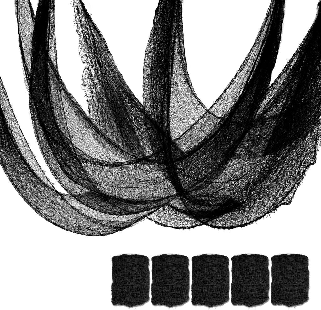 5pcs Halloween Black Gauze Horror Haunted Houses Decor Black Creepy Cloth Party Home Doorway Wall Gauze Terror Scene Props