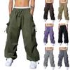 Cargo Pants For Men Baggy,Men's Parachute Cargo Pants Lightweight Pants Drawstring Loose Fit Hiking Casual Pants