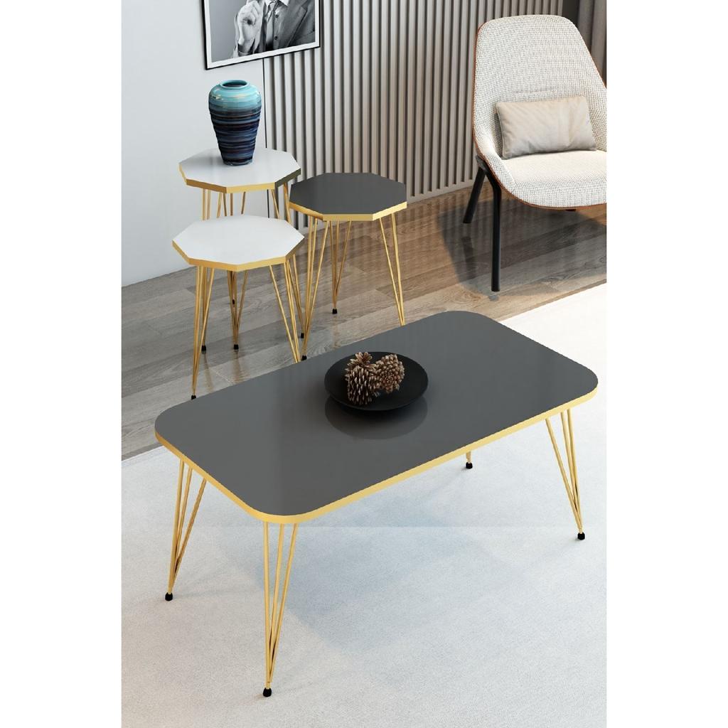 Набор журнальных столиков и журнальных столиков из 3 предметов, золотой восьмиугольный журнальный столик, набор журнальных столиков с проволочными ножками