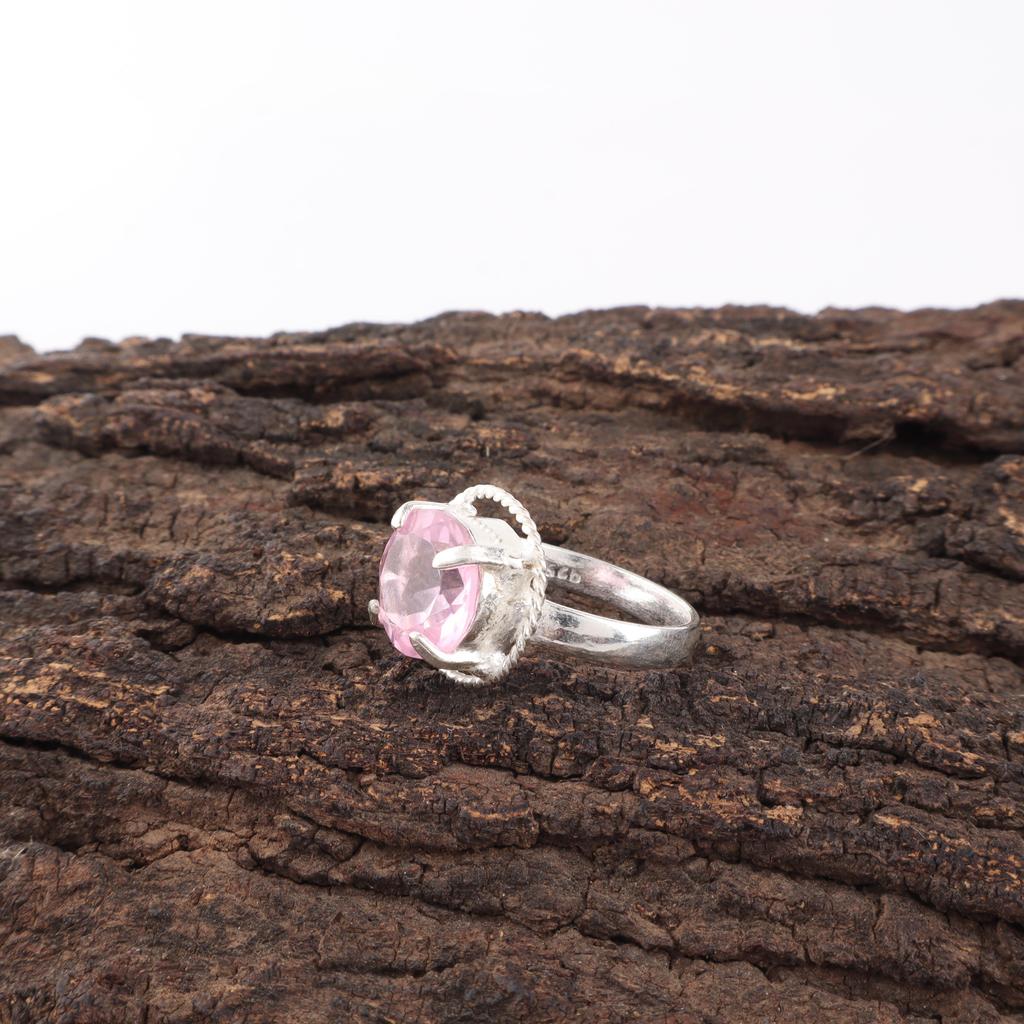 Morganite Gemstone Ring, 925 Sterling Silver Jewelry, Handmade Beautiful Silver Ring, Dainty Silver Ring, Women's Jewelry For Wedding Gift