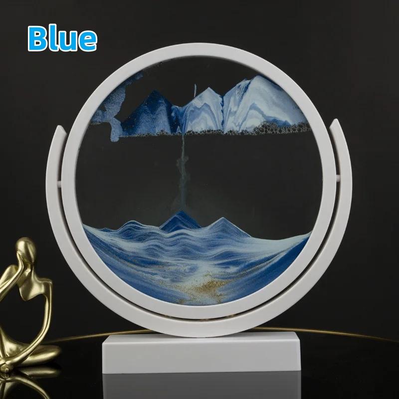 3D движущаяся картина из песка Песочные часы Белая рамка вращающееся круглое стекло Глубокий морской песчаный пейзаж Зыбучие пески Песочные часы для дома Декор Подарки