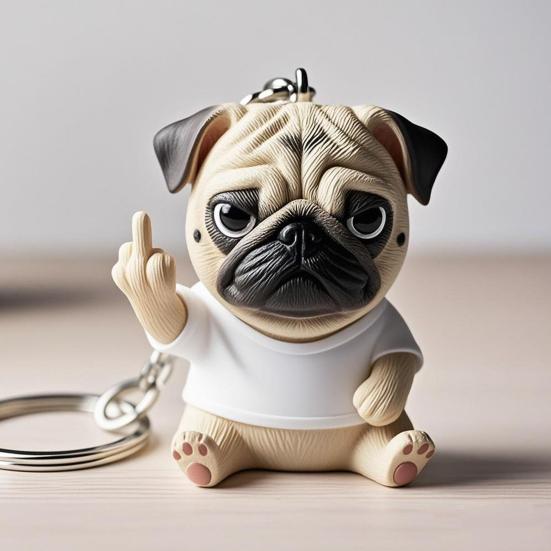 Поза среднего пальца Брелок для щенка 3D Дизайн собаки Брелок Рюкзак Крутое украшение щенка Аксессуары для сумки